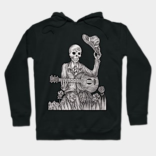 Sugar skull playing guitar day of the dead. Hoodie